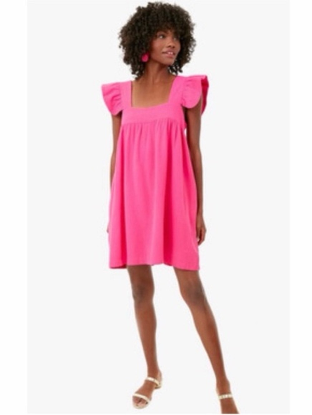 Tuckernuck Pomander Place Pink Camellia Hazel Flutter Sleeve Woven Dress M